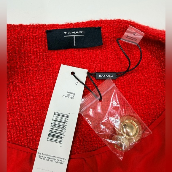 Cropped Red Blazer Boucle Crop Short Jacket Chic Ruby Rose Tweed Suit Notch Crew - Picture 14 of 17